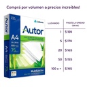 Resma de papel impresion A4 Autor, 75 g x 500 hojas.