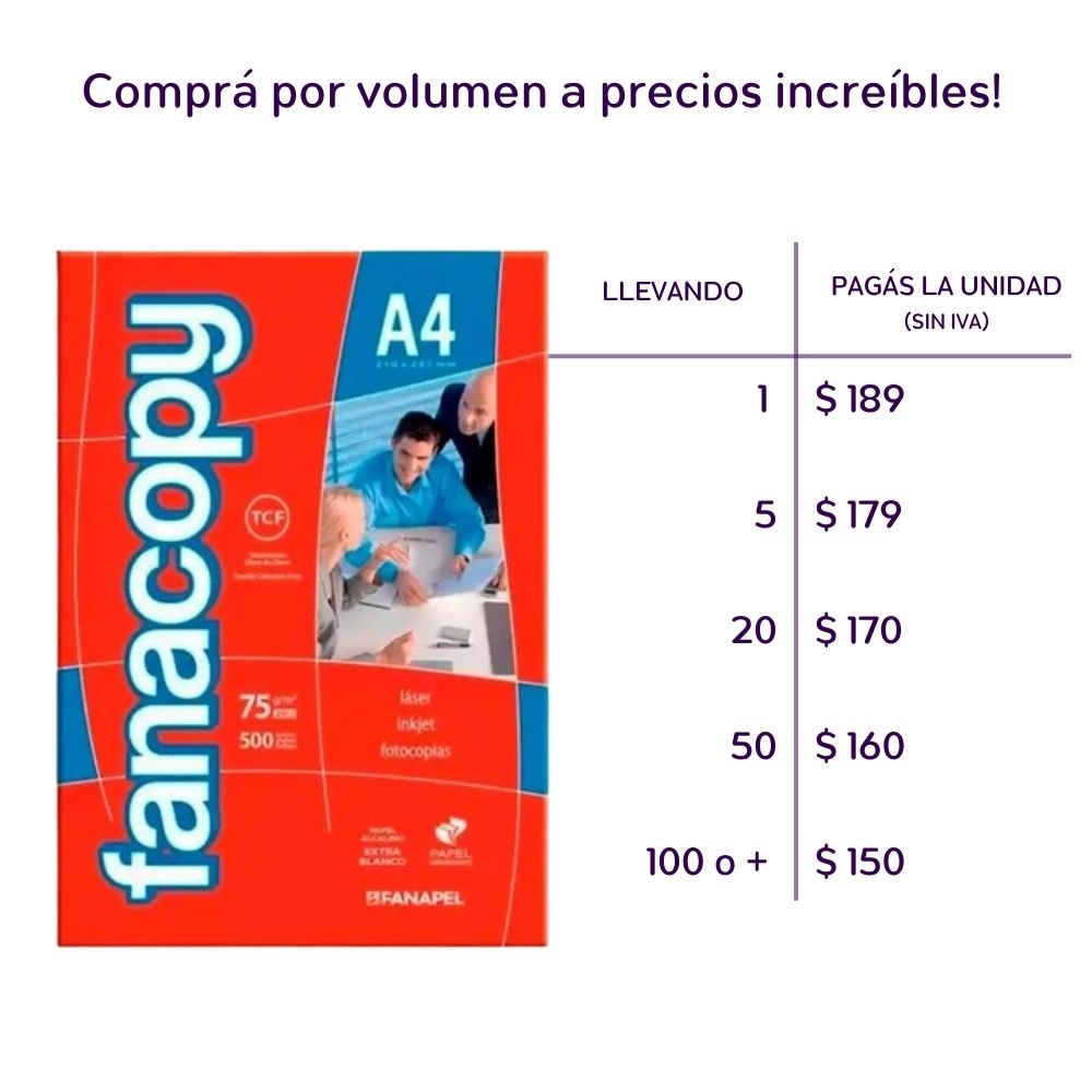 Resma de papel para impresion Fanacopy  A4 75 g 500 hojas