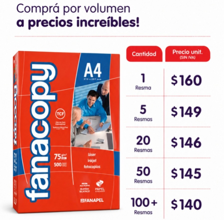Resma de papel para impresion Fanacopy  A4 75 g 500 hojas