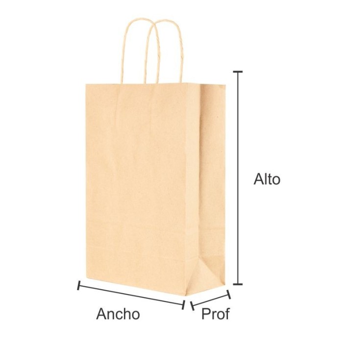 Kp1 Bolsas de papel con manija 12 x 19,5 x 6 cm