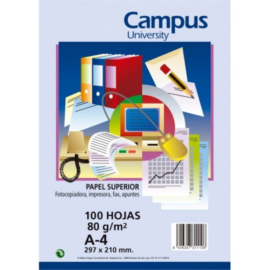 Papel Impresion Campus (100 Hojas) A4 80 grs. 