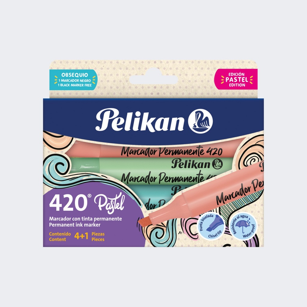 Marcador Permente Pastel Pelikan Set x 5 (Mod.:420)