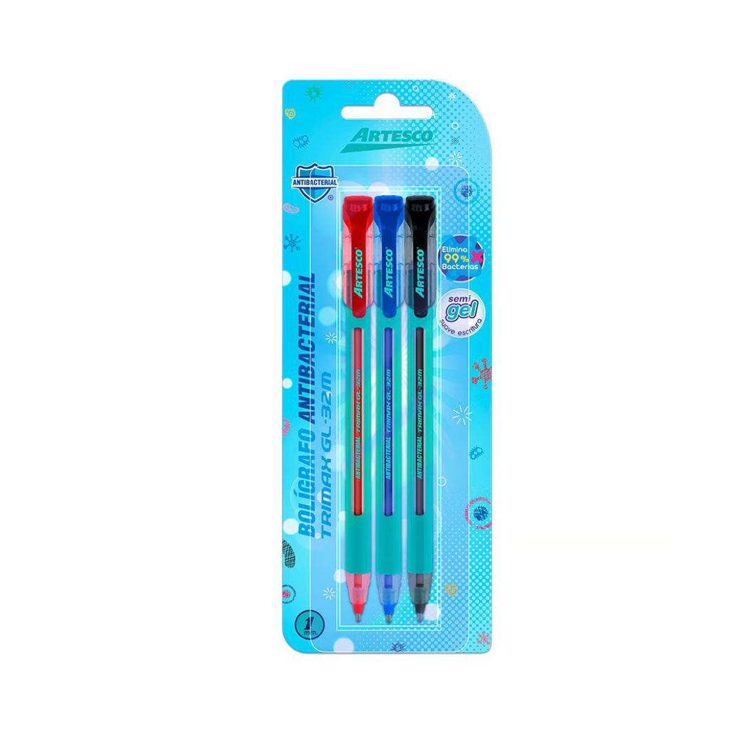 Bolígrafos Artesco Trimax blíster x 3