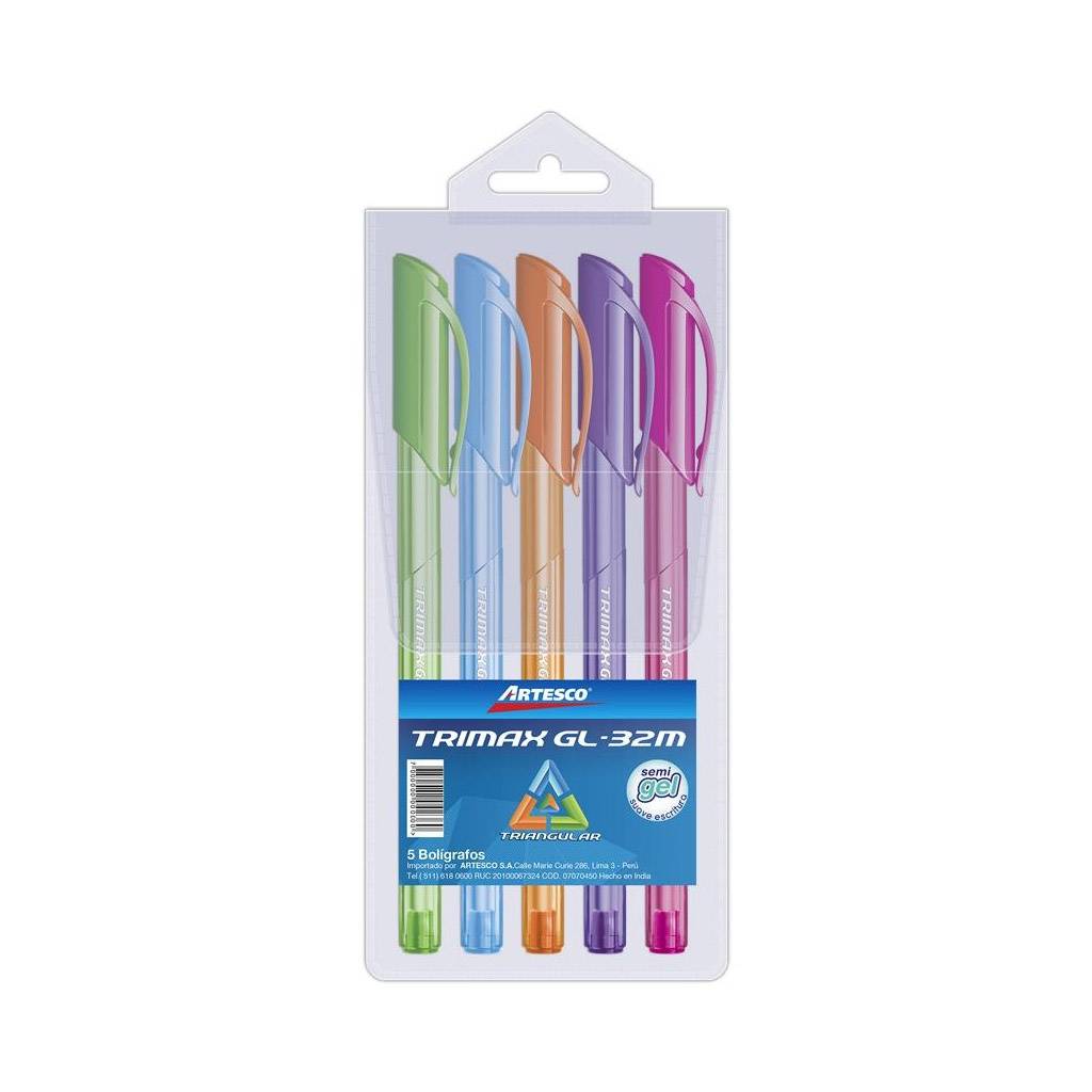 Bolígrafos Artesco Trimax blíster x 5