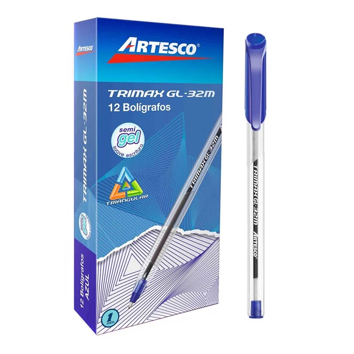 Boligrafos Gel Artesco Trimax Estuche x 12