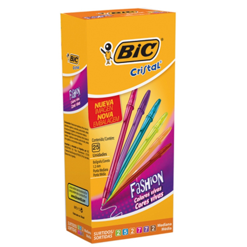 Bolígrafos bic shimmers fashion caja x 25 surtida