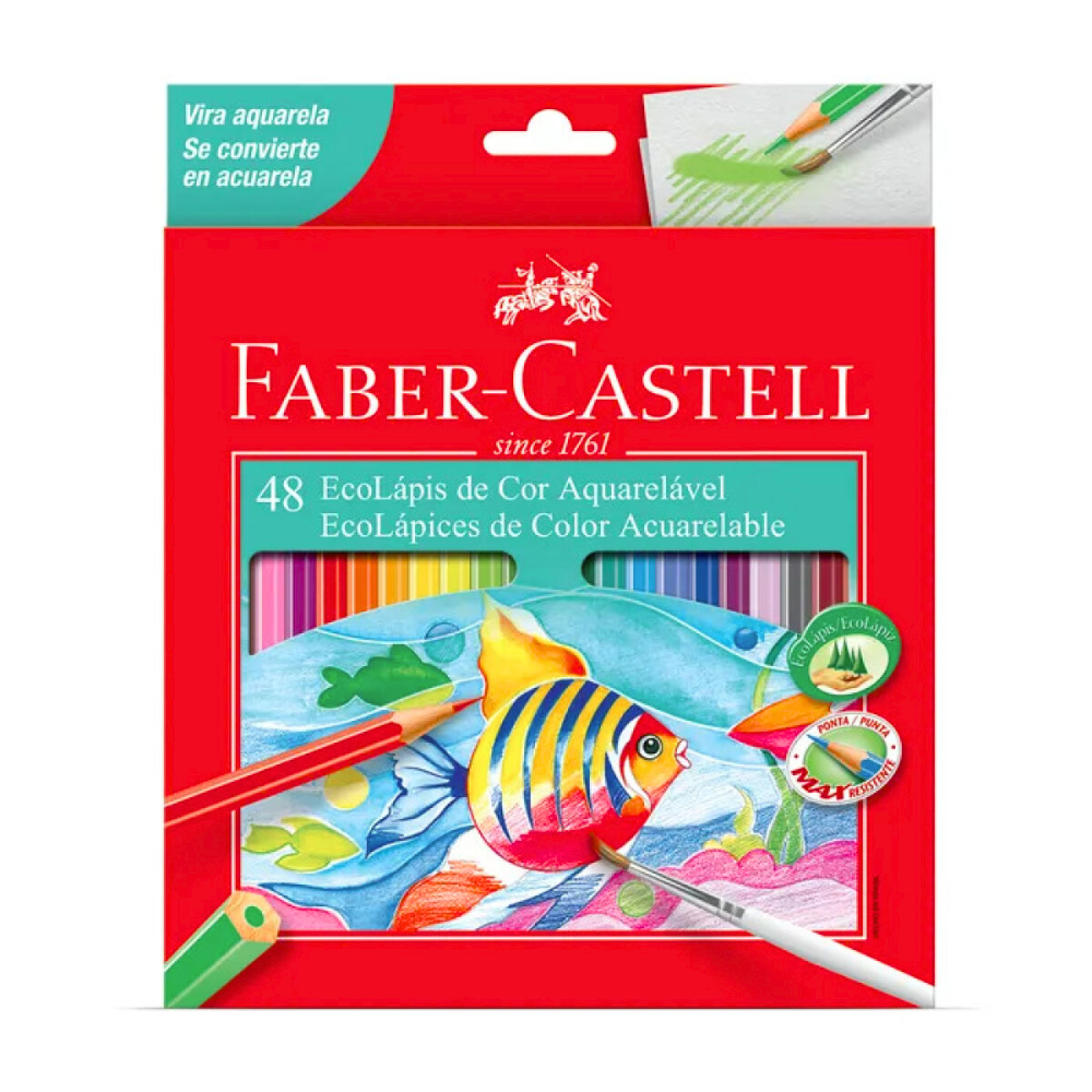 Lápices de color acuarelables faber castell caja x 48