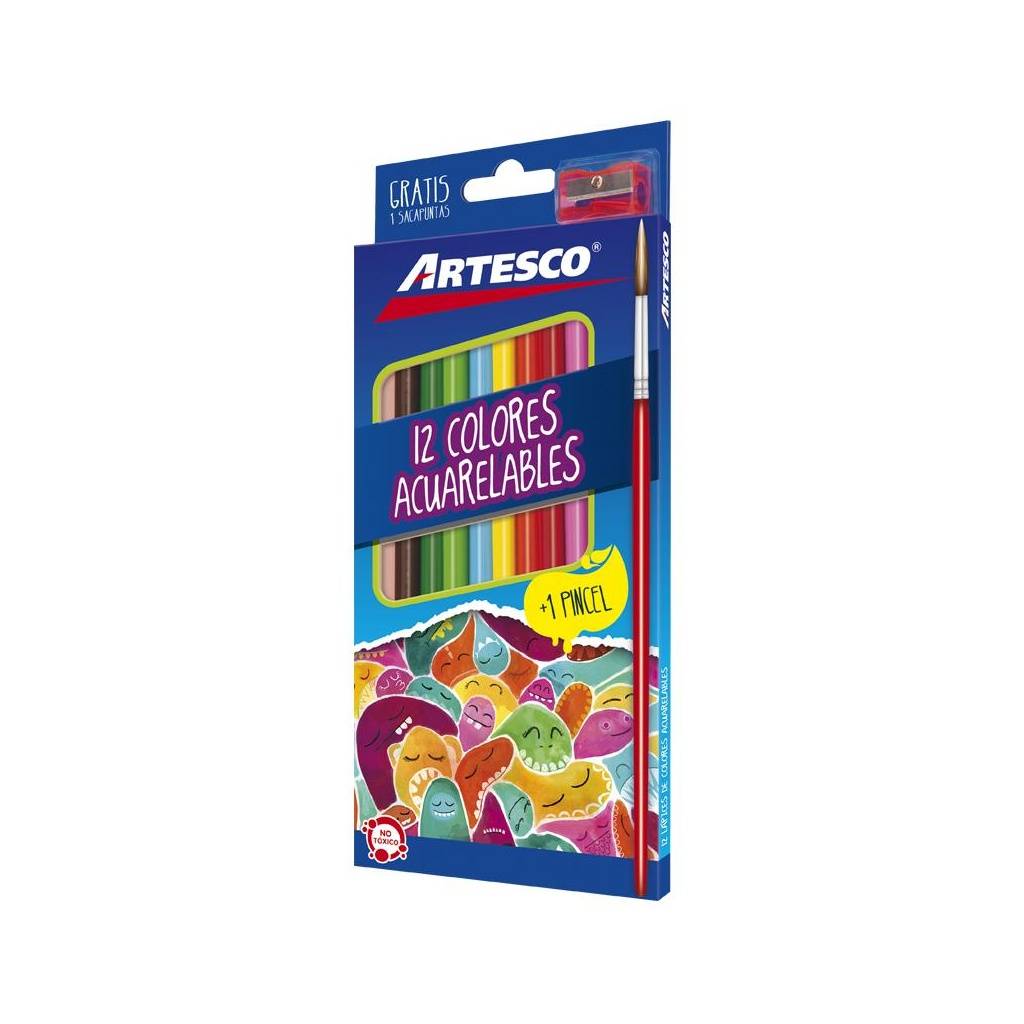 Lápices de colores triangulares Artesco 4 mm acuarelable X 12