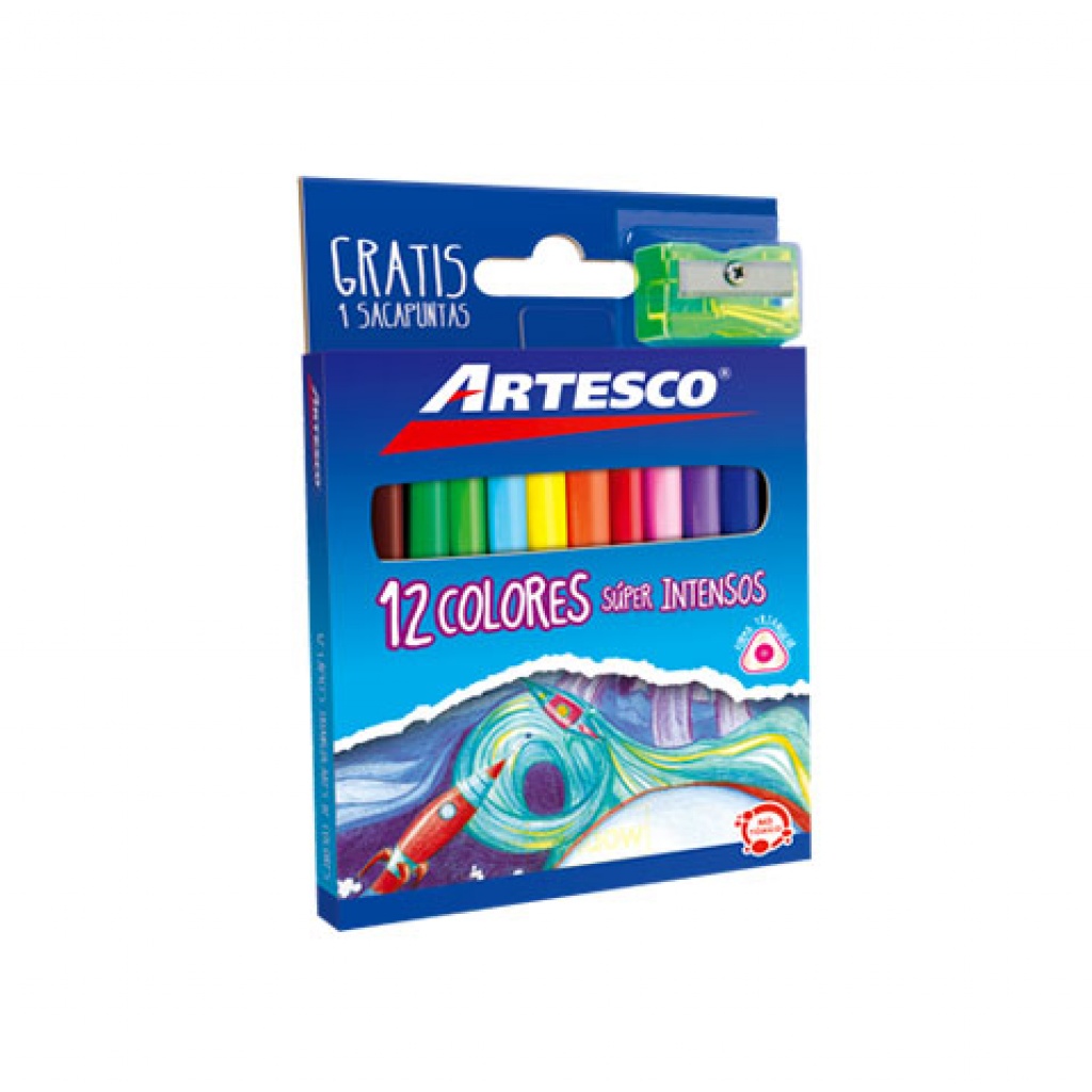Lápices de colores Artesco trinagulares cortos