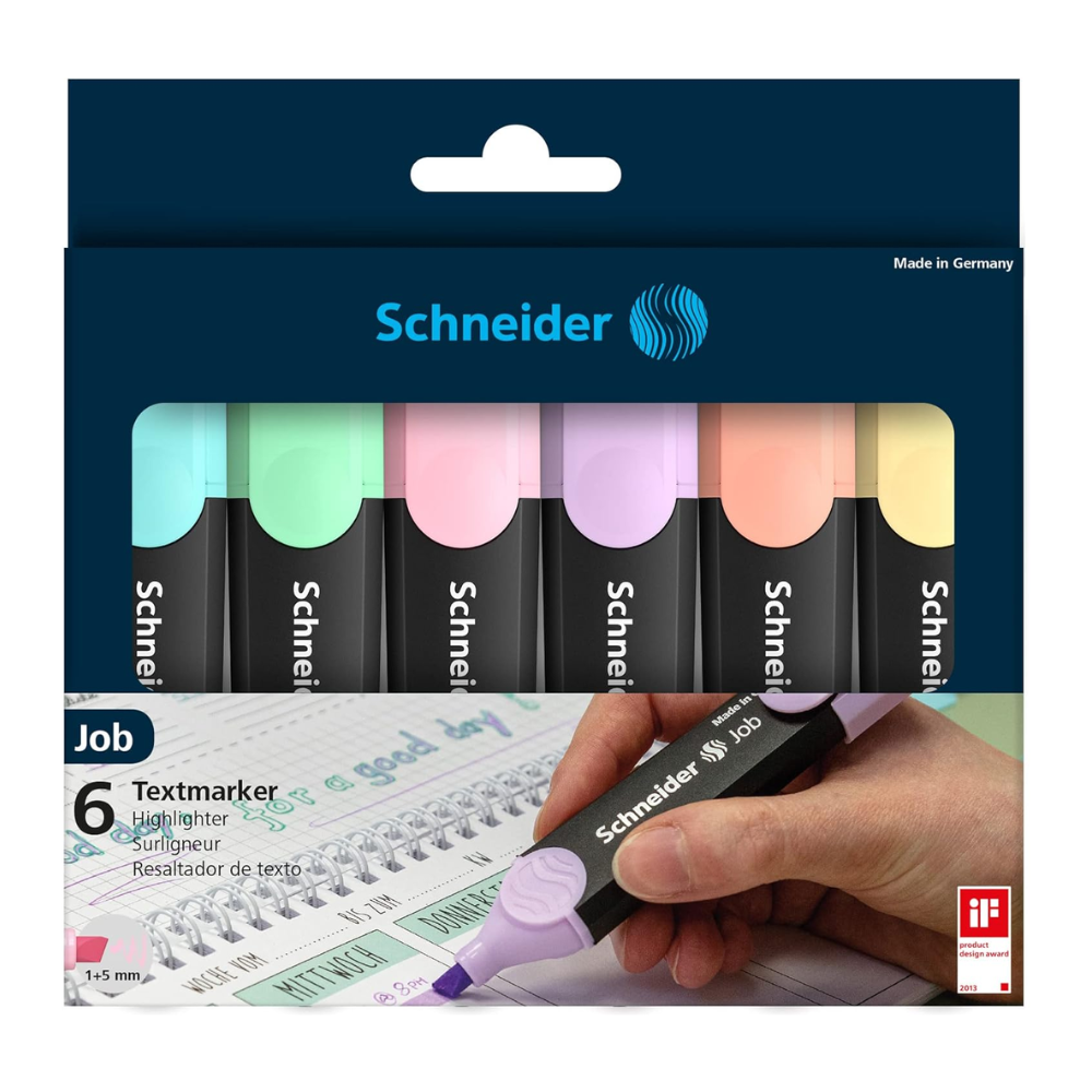Resaltadores Schneider Job pastel estuche x 6