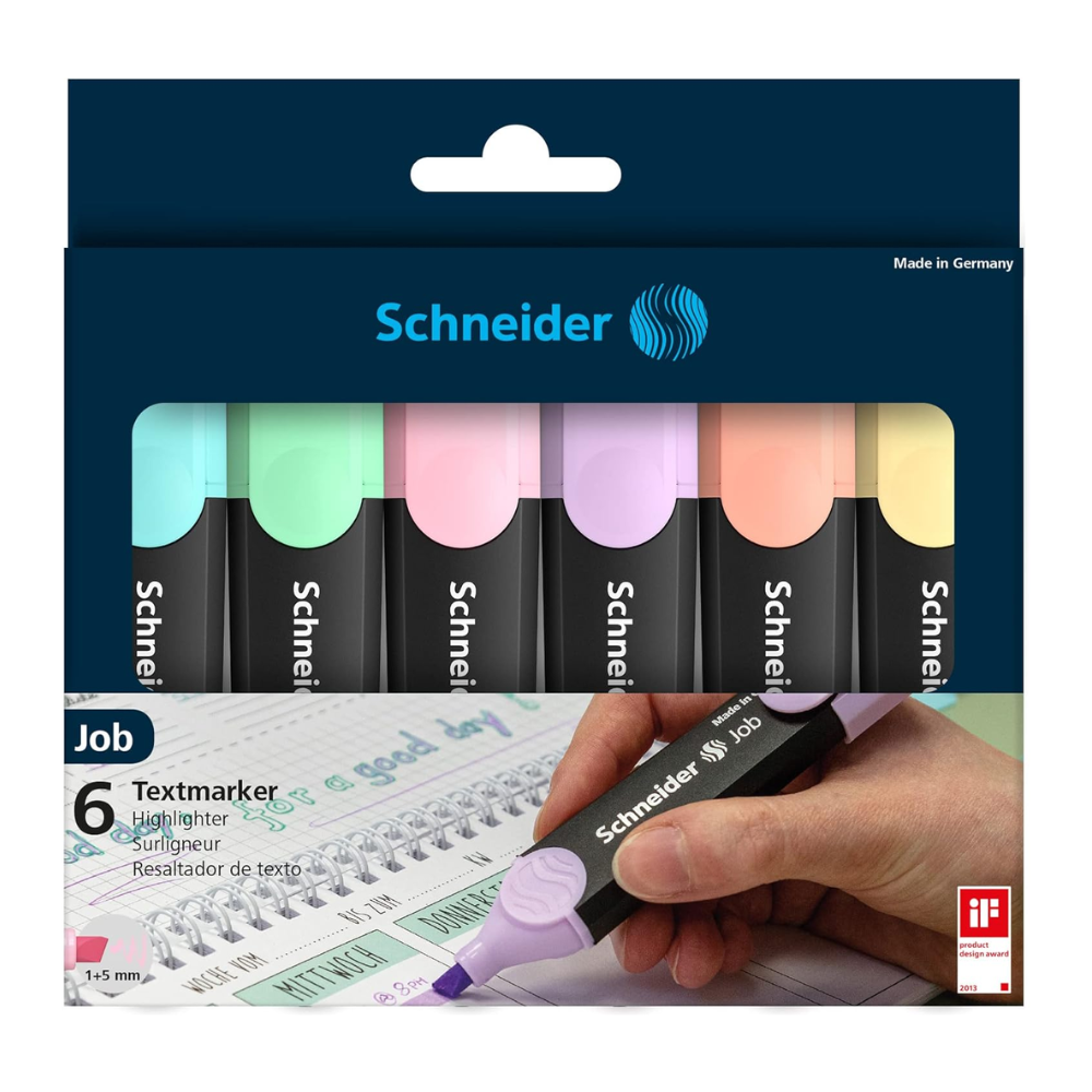 Resaltadores Schneider Job pastel estuche x6