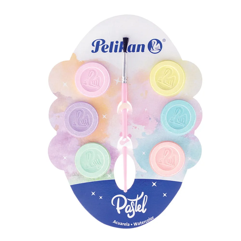 Acuarela infantil pelikan colores pastel caja x 6
