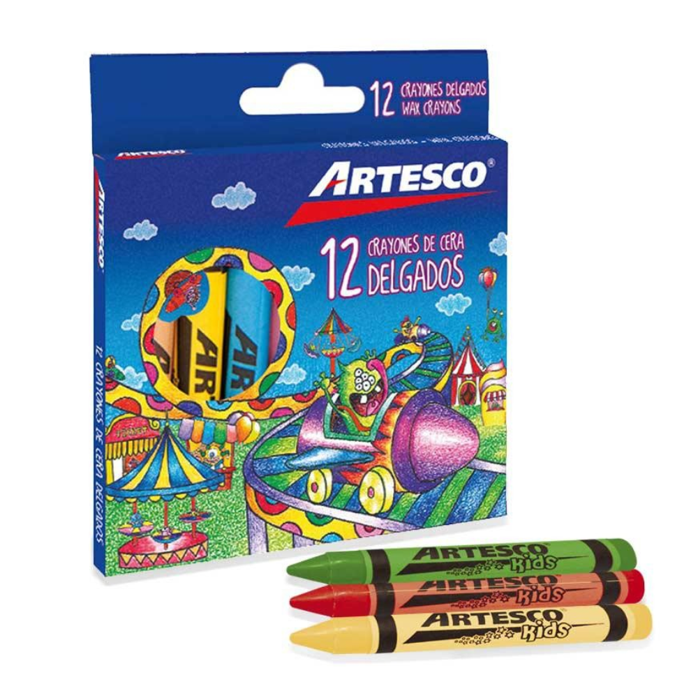 Crayones delgados Artesco x 12 unidades