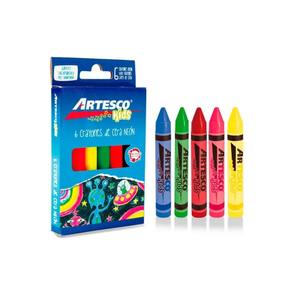 Crayones Artesco jumbo colores neón x 6 unidades
