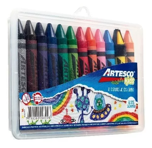 Crayones Artesco fluorescente jumbo estuche rígido x 12