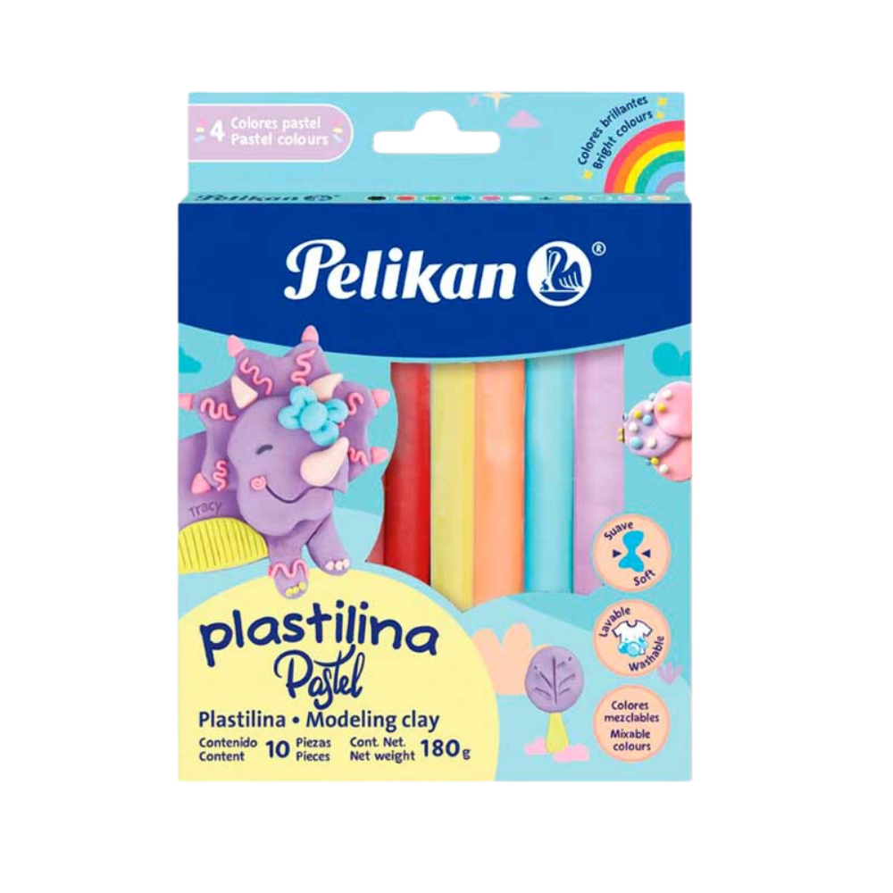Plastilina Pelikan 10 barras colores pastel
