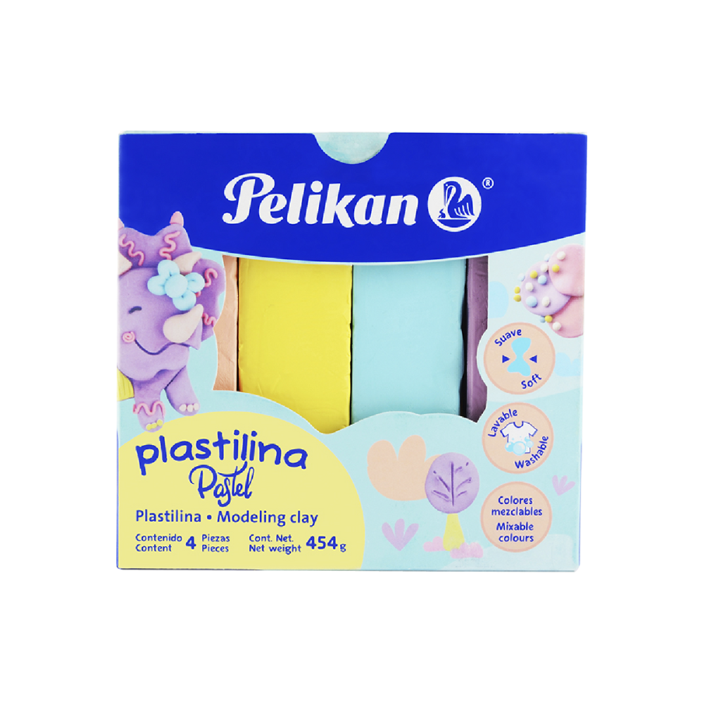 Plastilina pelikan 454 g 4 barras colores pastel