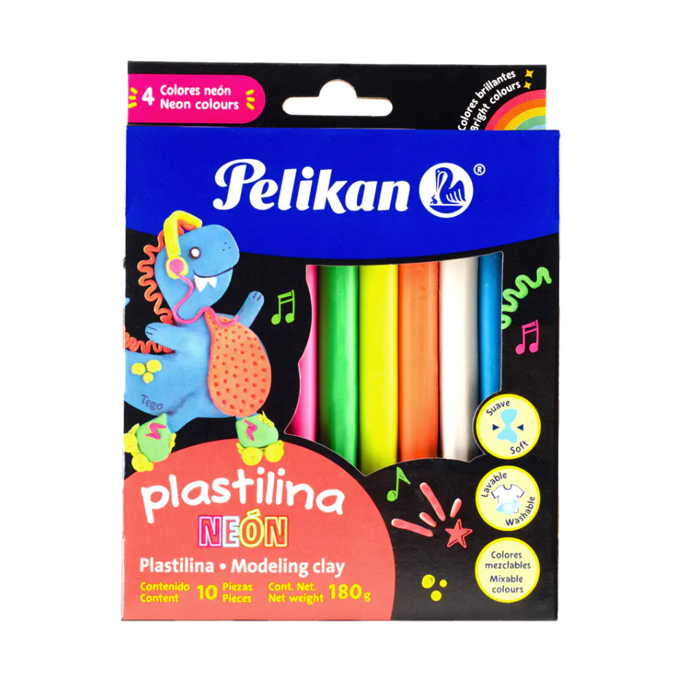 Plastilina en colores neón Pelikan estuche con 10 barras
