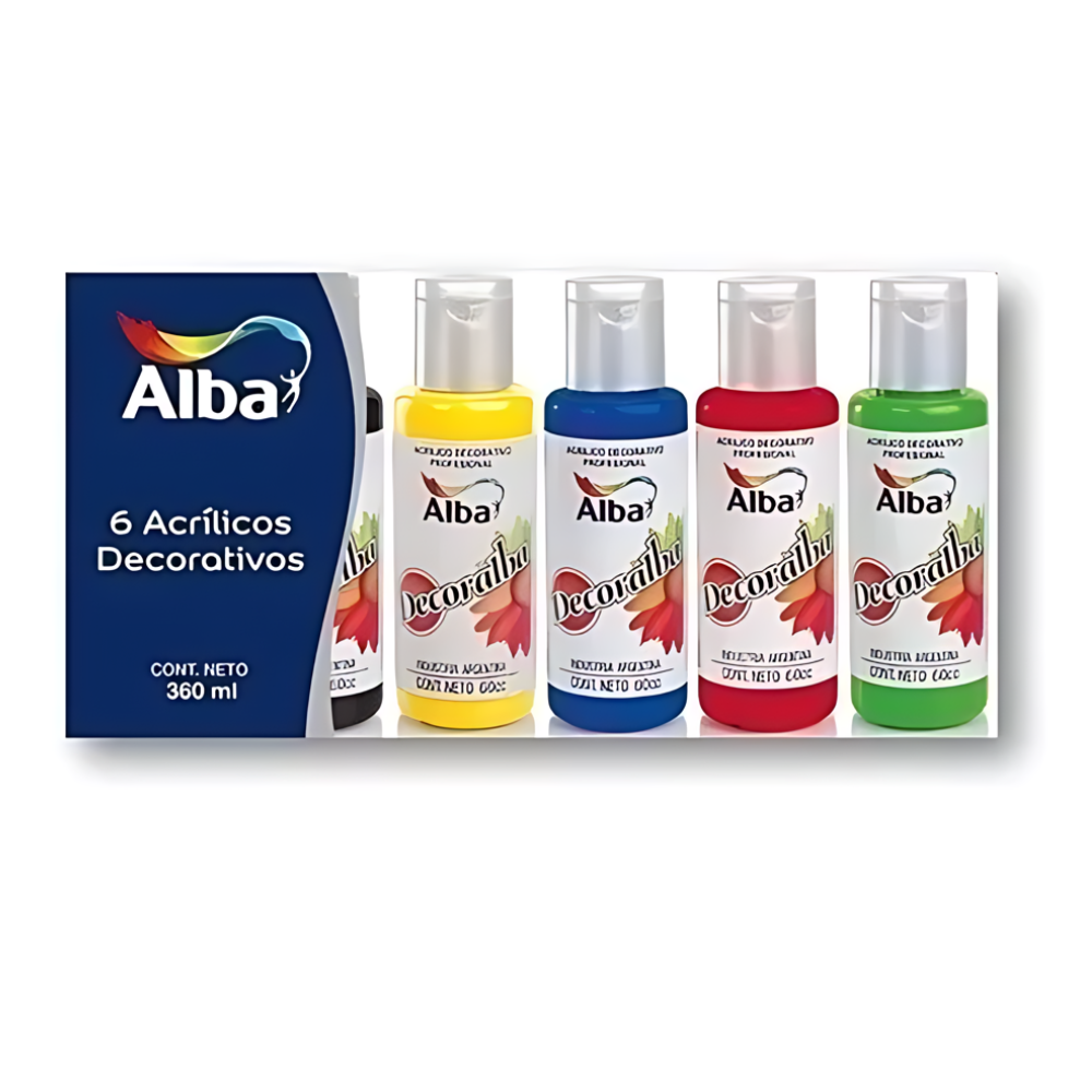 Acrílicos decorativos Alba estuche x 6 surtidos