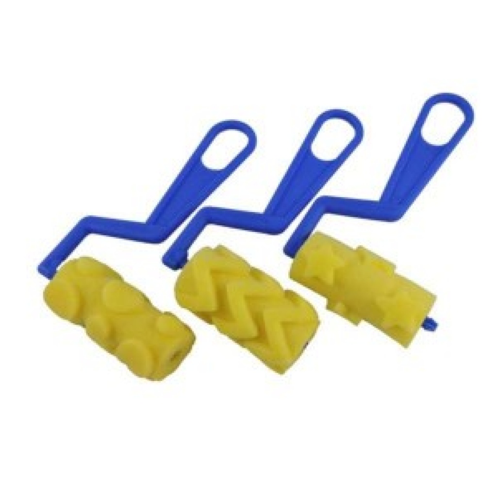 Rodillo AD goma espuma con formas kit x 4 75 mm
