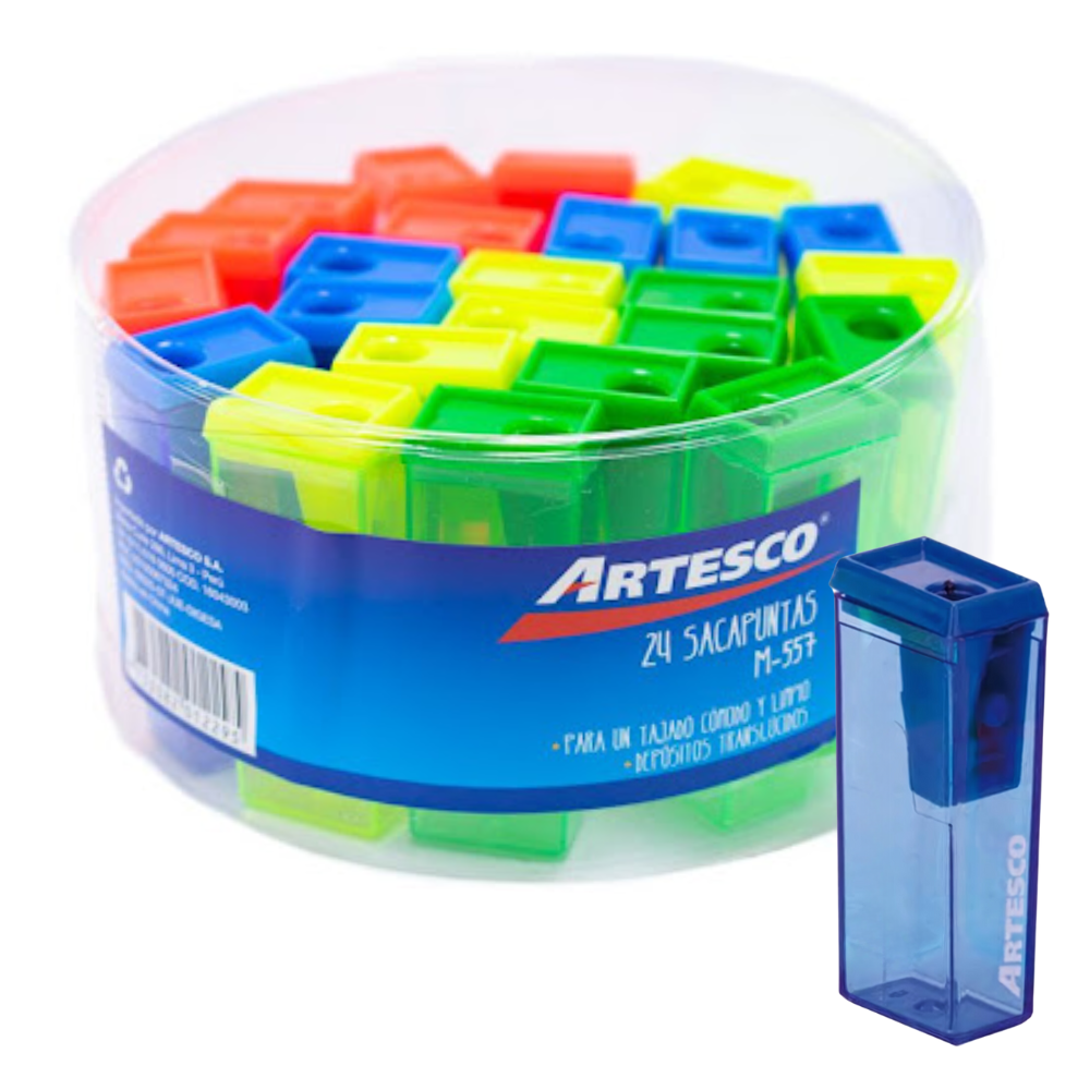 Sacapuntas simple artesco modelo 557 con depósito rectangular