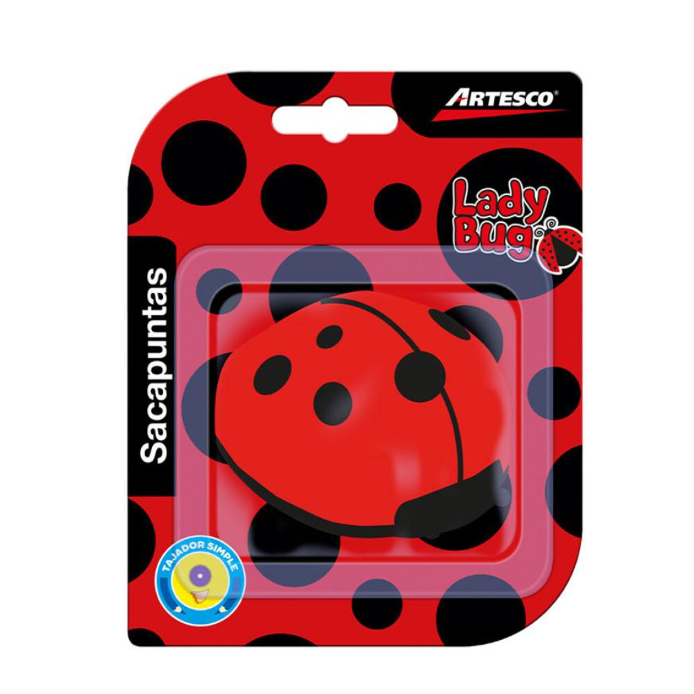 Sacapuntas Artesco Lady Bug en blíster x 2