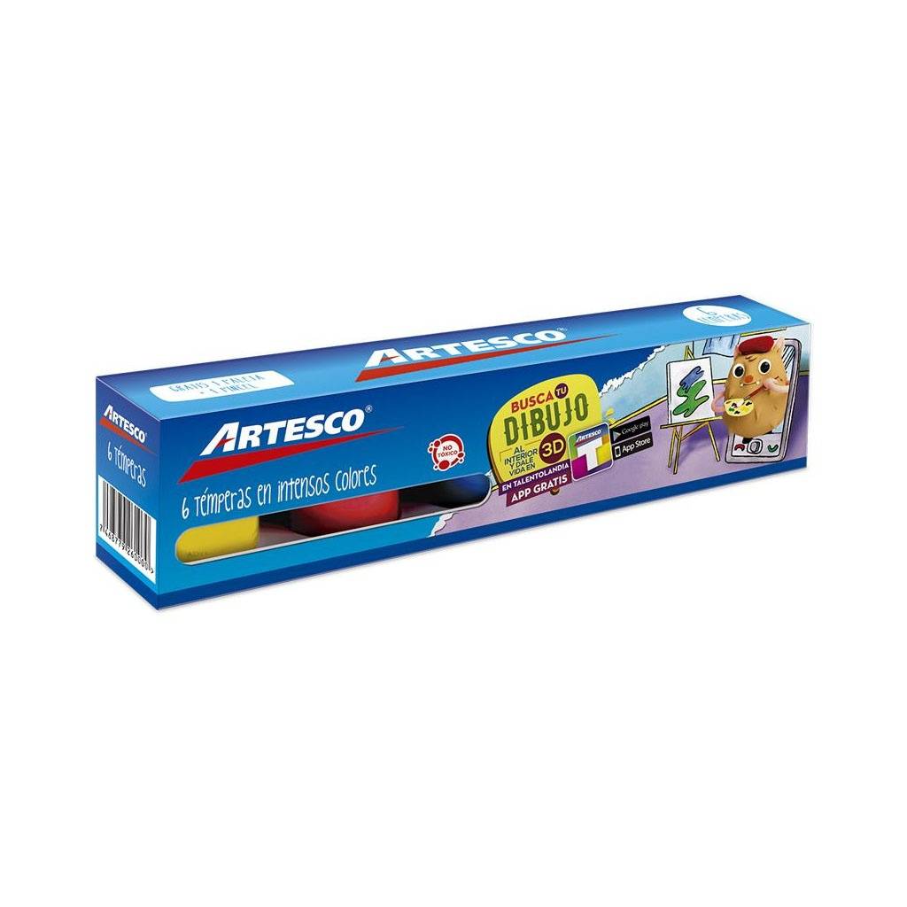 Artesco témpera set x 6 colores 20 ml