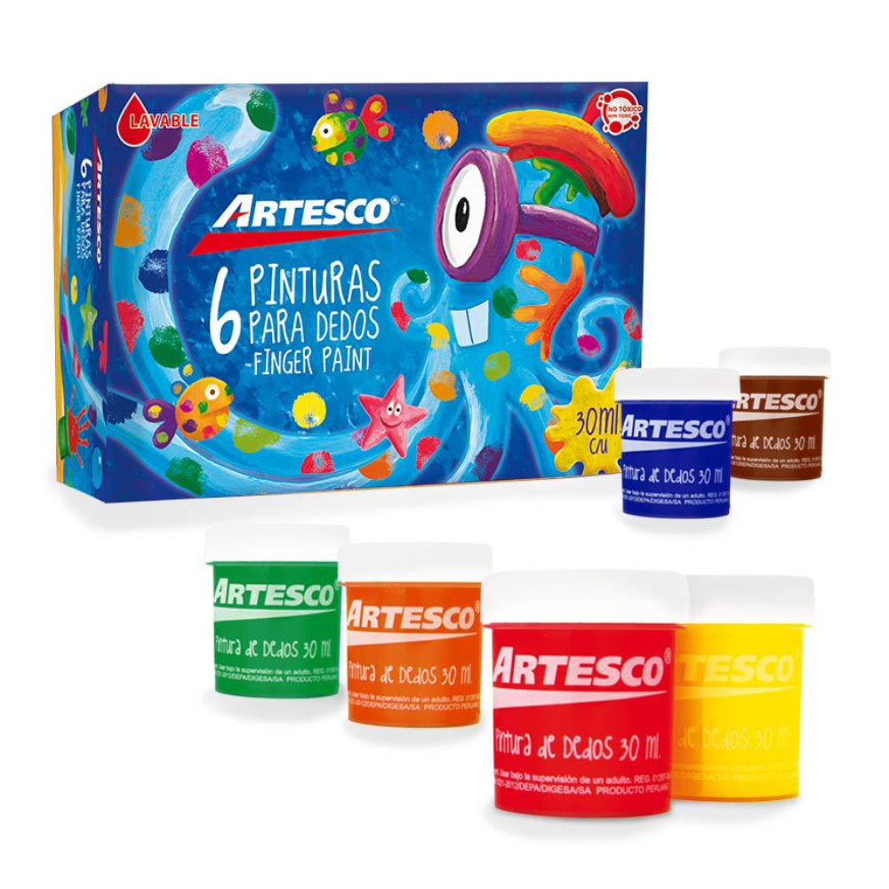 Set de pinturas para dedos Artesco finger paint x6