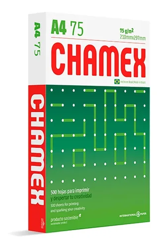 Resma de papel para impresion Chamex  A4 75 g 500 hojas