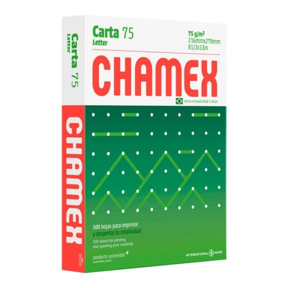 Resma de papel impresion Chamex, tamaño Carta 75grs x 500 hojas