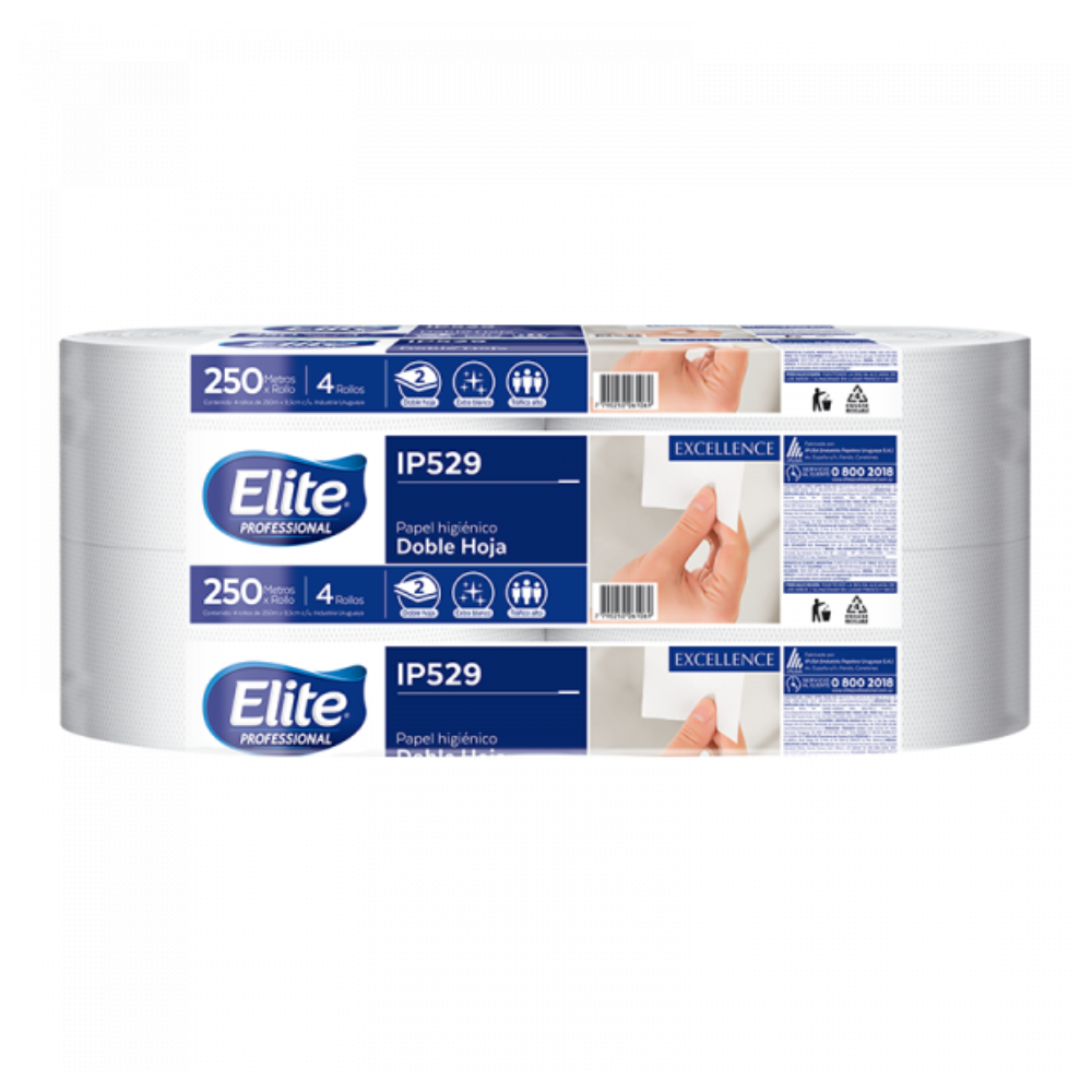 Papel higiénico Elite doble hoja paquete x 4 rollos de 250 m ip 529/329