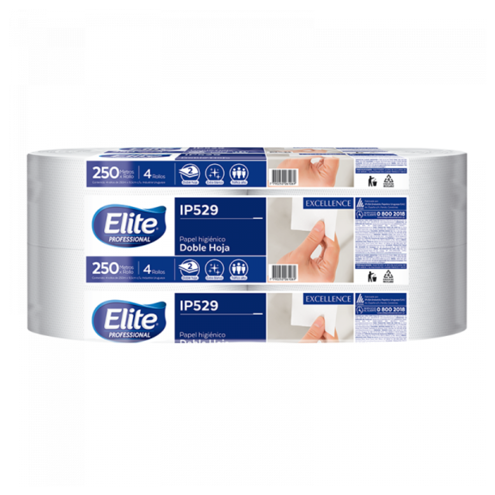 Papel higiénico Elite doble hoja paquete x 4 rollos de 250 mts. IP529