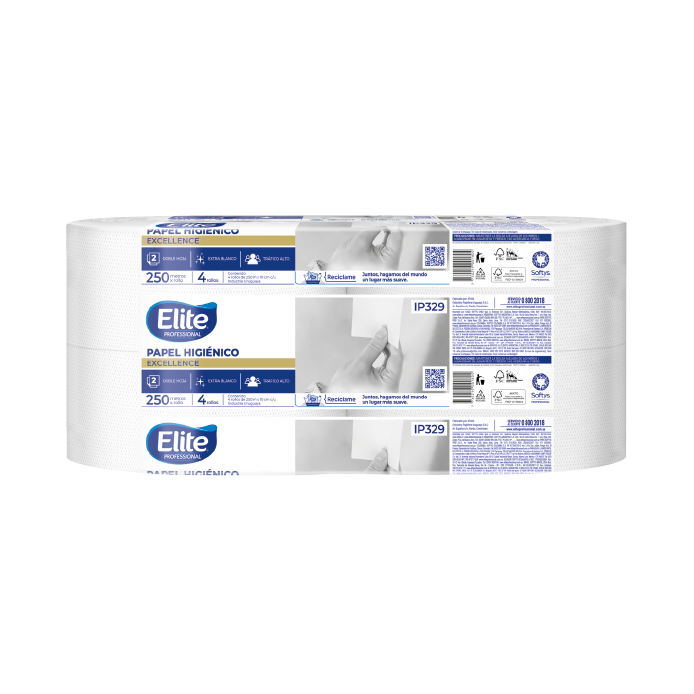 Papel higiénico Elite doble hoja paquete x 4 rollos de 250 m (ip 329)