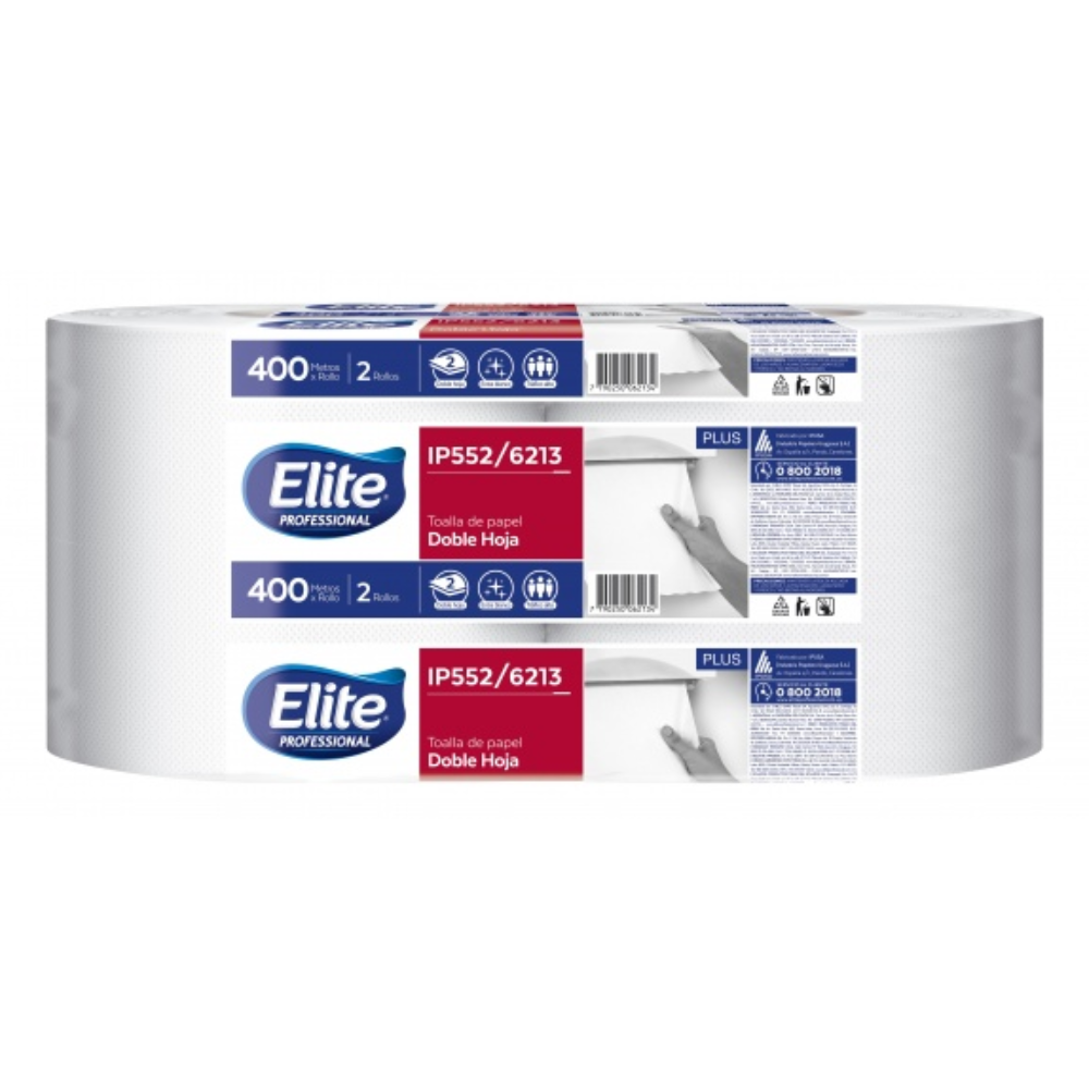 Toalla de papel Elite paquete x 2 rollos de 400 m IP 552