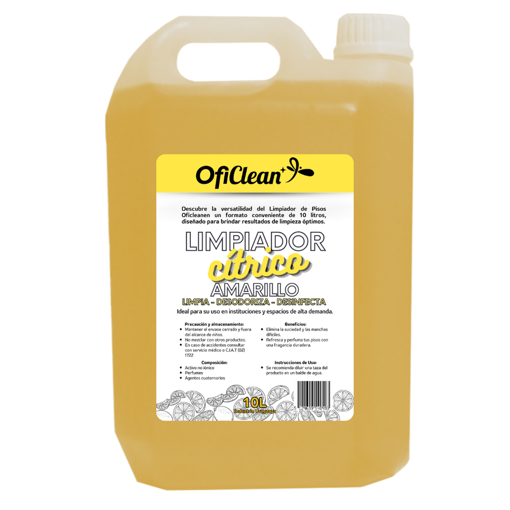 Limpiador Oficlean cítrico x 10 L - Color amarillo