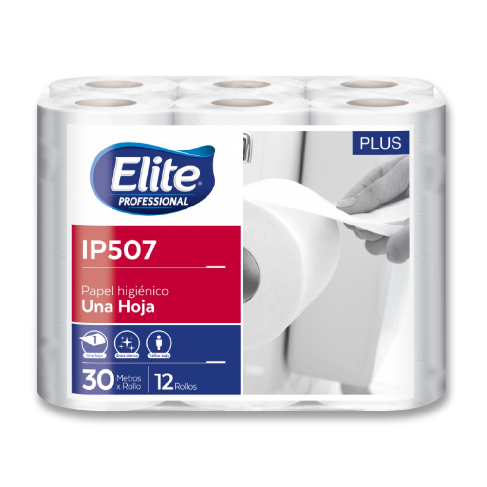 Papel higiénico Elite IP 507 paquete de 12 rollos x 30 m