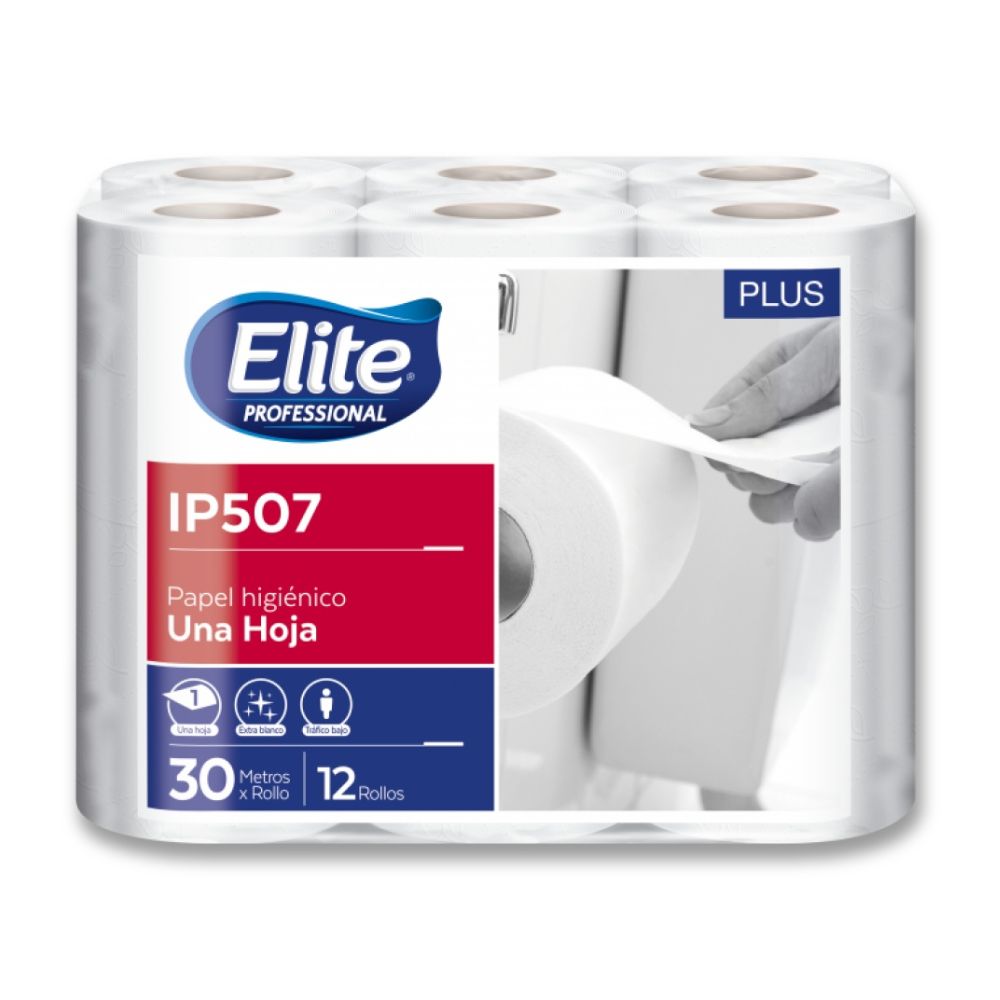 Papel higiénico Elite IP507 paquete de 12 rollos x 30 mts.