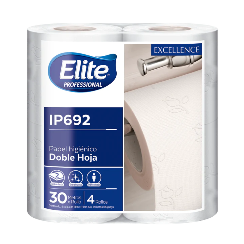 Papel higiénico Elite doble hoja paquete x 4 rollos de 30 m - IP 692