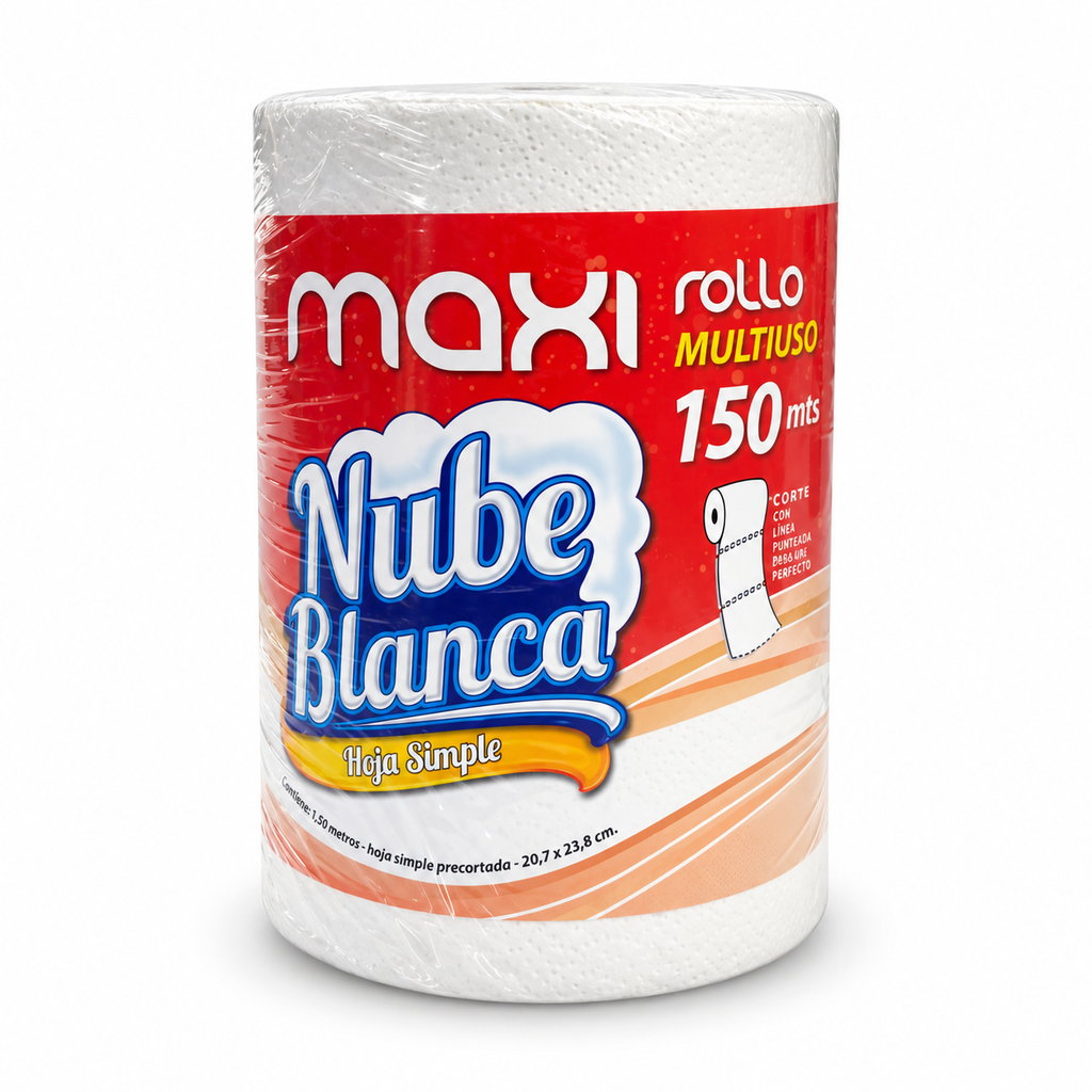 Rollo de cocina Nube Blanca Maxi 150 m extra blanco precortado