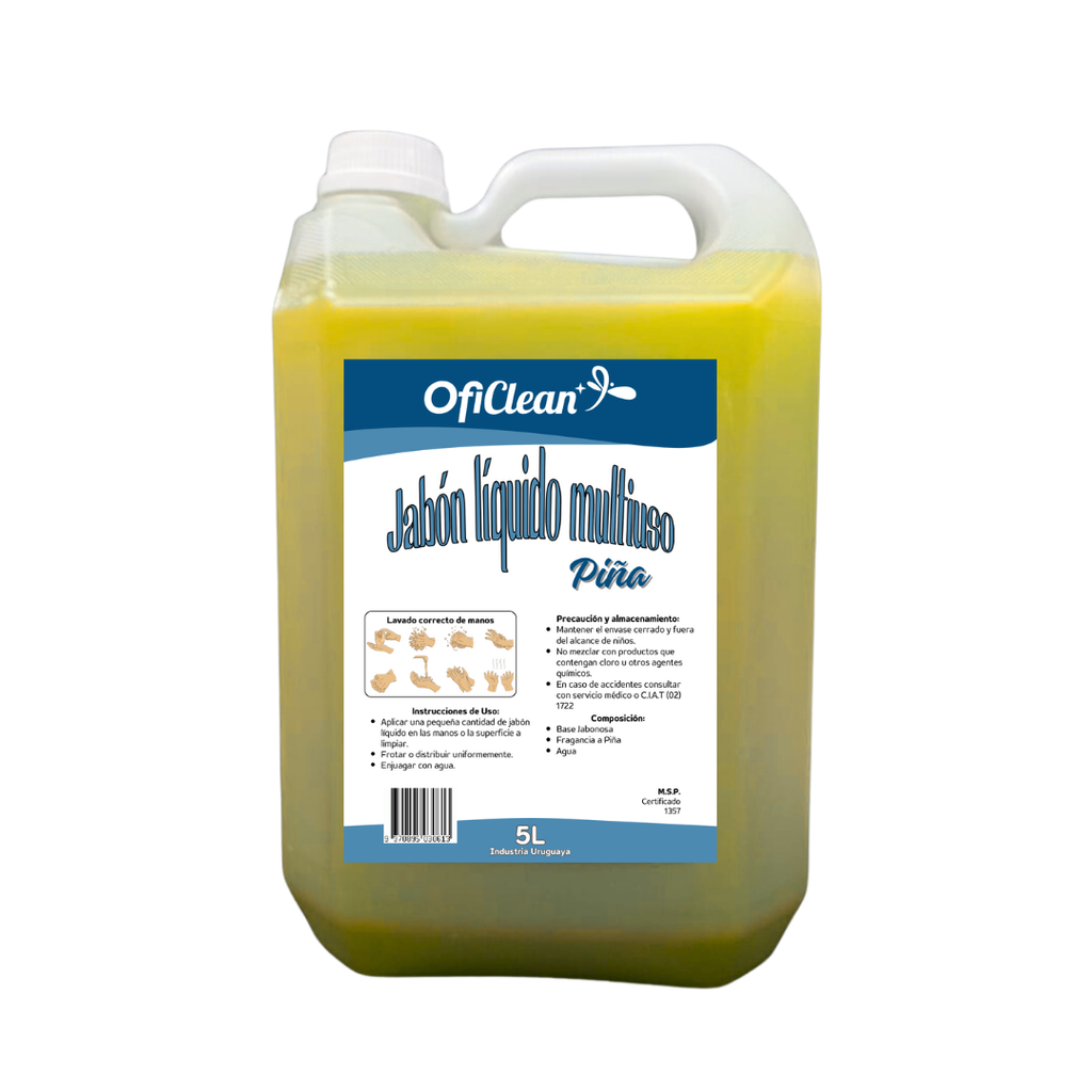 Jabón líquido Oficlean bidón de 5 L fragancia piña neutro perlado