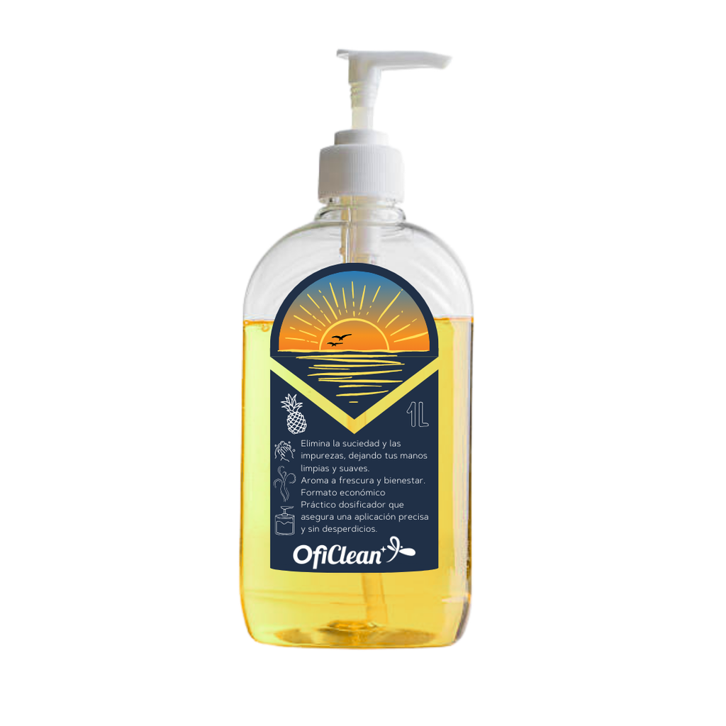 Jabón líquido para manos neutro perlado oficlean fragancia piña1 l color amarillo