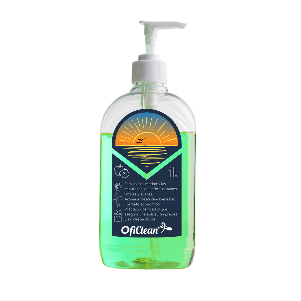 Jabón líquido para manos neutro perlado oficlean fragancia manzana 1 l color verde