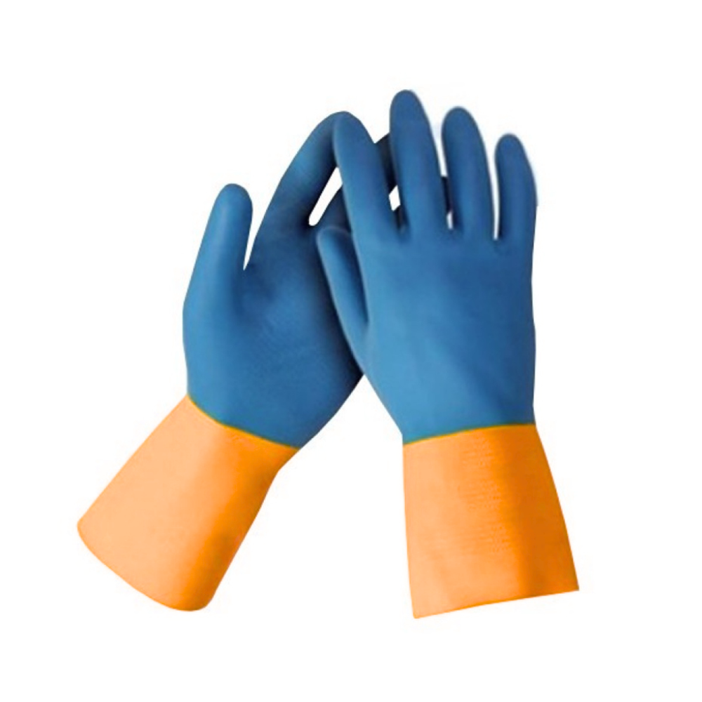 Guantes de goma bicolor talle 8 (M)