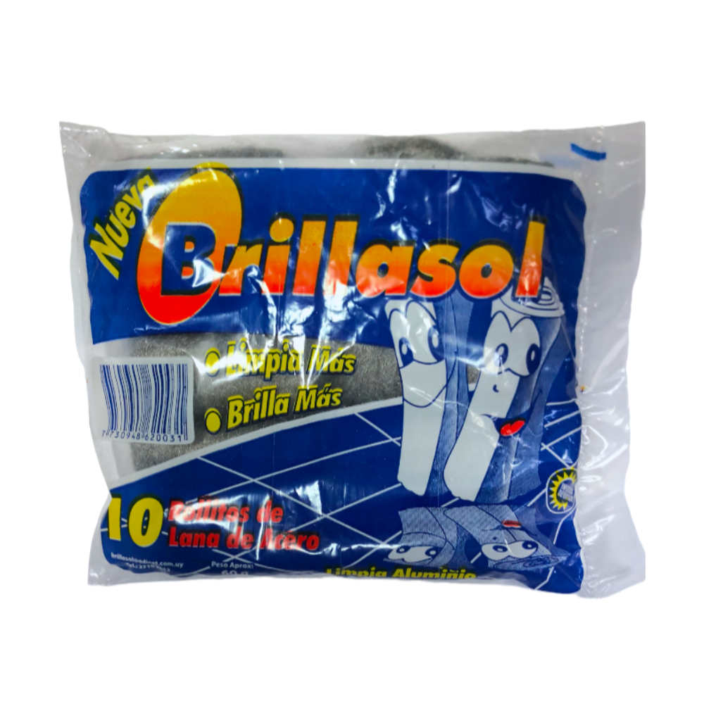 Esponja de aluminio Brillasol multiuso - paquete x 10 rollos