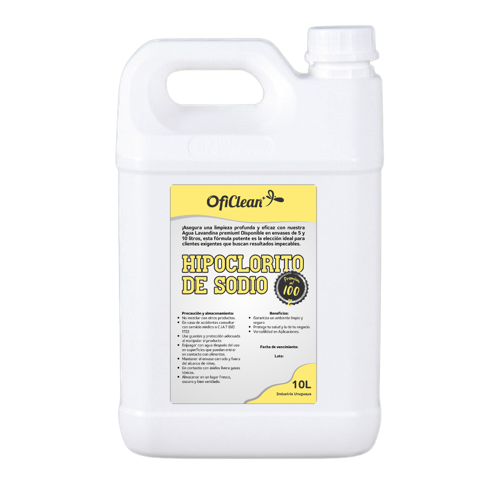 Hipoclorito de sodio Oficlean al 100% bidón x 10 L
