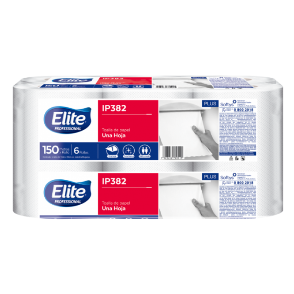 Toalla de papel Elite paquete x 6 rollos de 150 mt. IP382