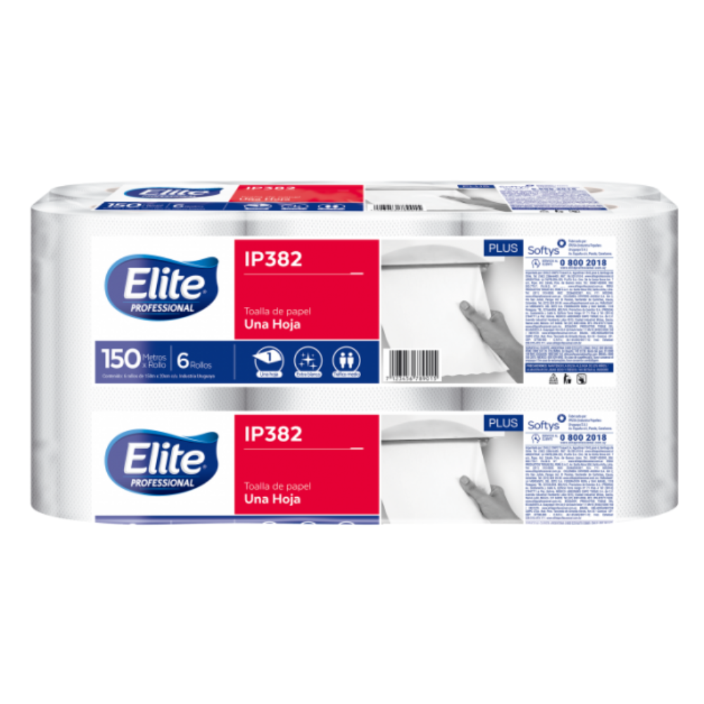 Toalla de papel elite paquete x 6 rollos de 150 m ip 382