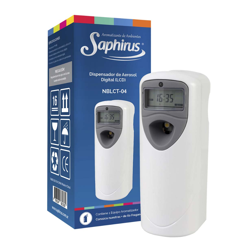 Dispensador Saphirus de aerosol digital y programable (sin pilas)