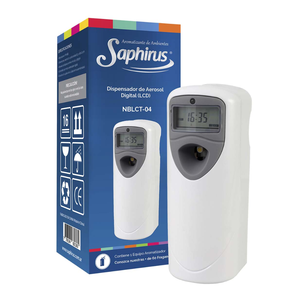 Dispensador saphirus de aerosol digital y progamable (sin pilas)