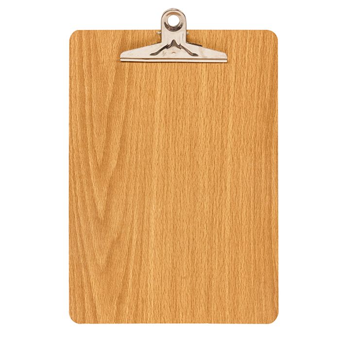 Tablero de madera A4 con apretapapeles